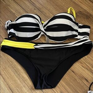Stylish Black and Yellow Striped Bikini  3/$80